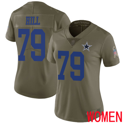 Women Dallas Cowboys Limited Olive Trysten Hill #79 2017 Salute to Service NFL Jersey